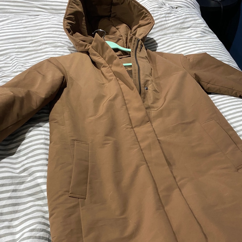 Uniqlo Mid Length Camel Padded Coat